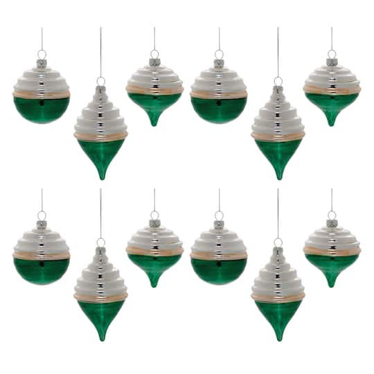 Green Two-Tone Tiered Glass Ornaments Set By Melrose | Michaels®